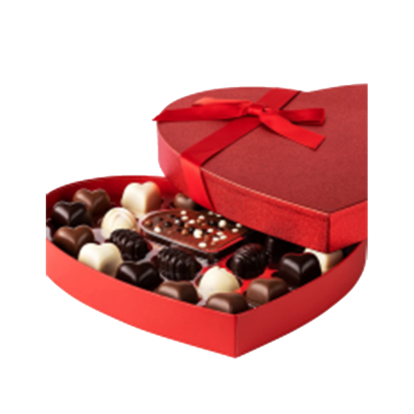 Valentine chocolate gift box with a romantic heart silhouette for storing treats like candy pastries and more