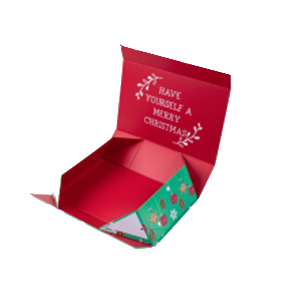 Golden christmas gift box with lid and ribbon suitable for christmas decoration gift storage reuse