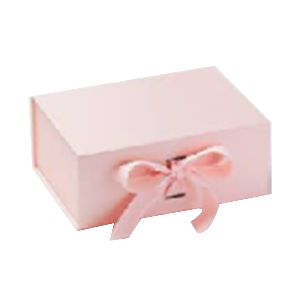Pink foldable luxury gift box with magnet closure with ribbon for father's day anniversaries,birthdays,bridesmaid proposals and more
