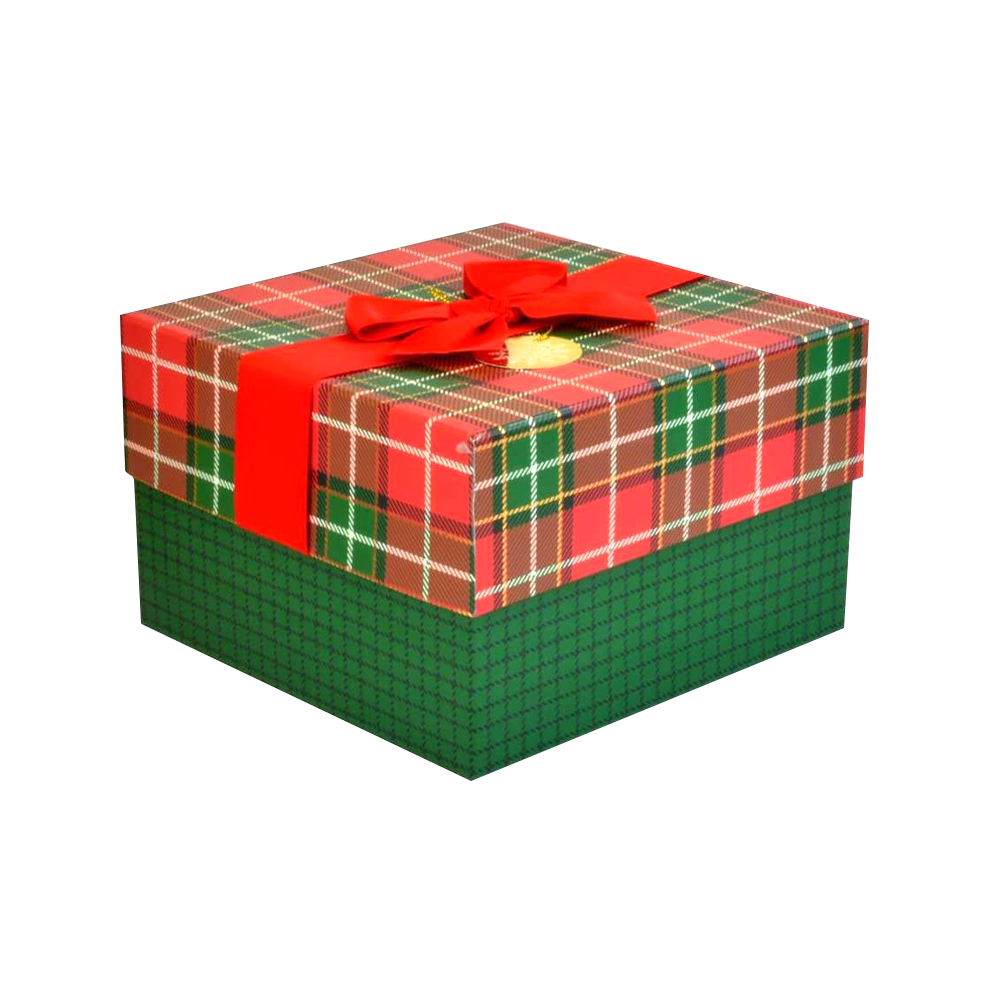 Christmas gift box with lid - red and green christmas ornaments design gift box for christmas decoration gift storage