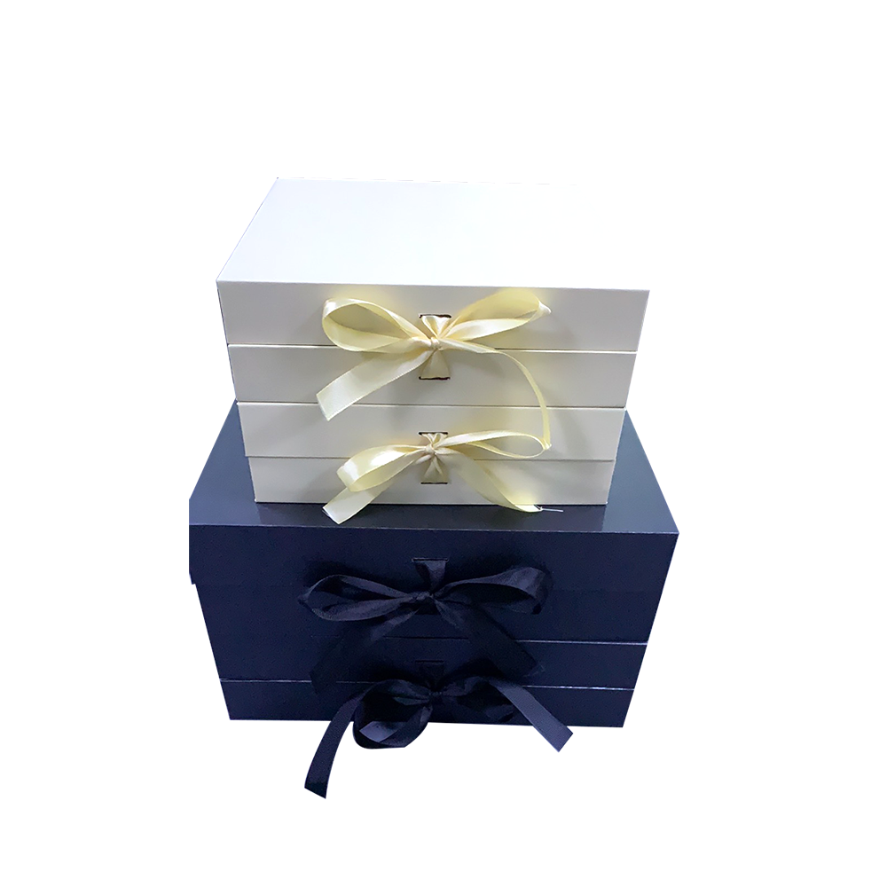 Black luxury magnetic gift box with ribbon foldable sturdy storage box perfect for birthday father's day